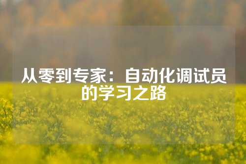 从零到专家：自动化调试员的学习之路