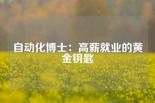 自动化博士：高薪就业的黄金钥匙