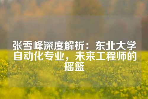 张雪峰深度解析：东北大学自动化专业，未来工程师的摇篮