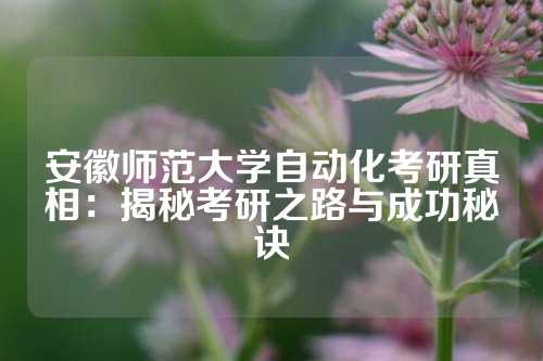 安徽师范大学自动化考研真相：揭秘考研之路与成功秘诀