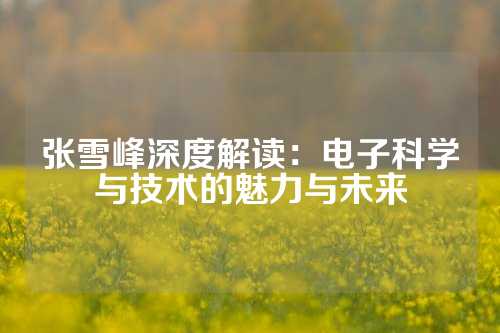 张雪峰深度解读：电子科学与技术的魅力与未来