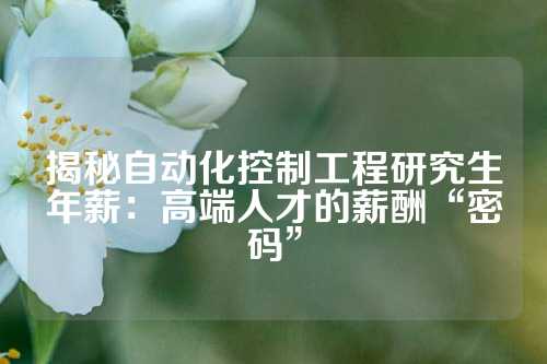 揭秘自动化控制工程研究生年薪：高端人才的薪酬“密码”