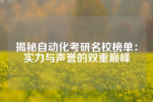 揭秘自动化考研名校榜单：实力与声誉的双重巅峰