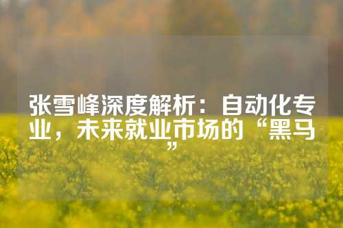 张雪峰深度解析：自动化专业，未来就业市场的“黑马”