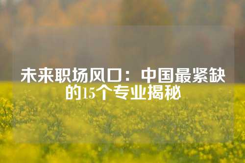 未来职场风口：中国最紧缺的15个专业揭秘